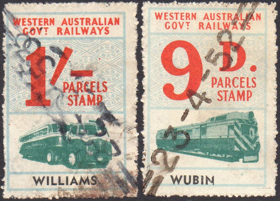 Western Australia Railway Parcels Stamps Williams Wubin